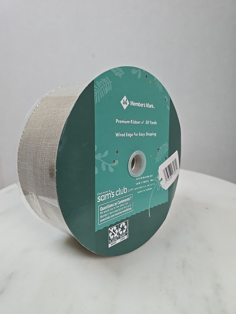 2.5" Wide X 50 Yard Premium Wired Holiday Ribbon Gold W/ Glitter Gold Trim